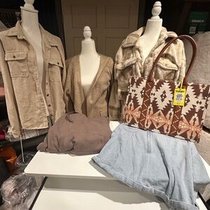 Great condition XL jackets and cardigan with BRAND NEW WRANGLER BAG, CK sweatshi